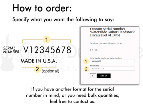 Serial Number Decal Order Instructions