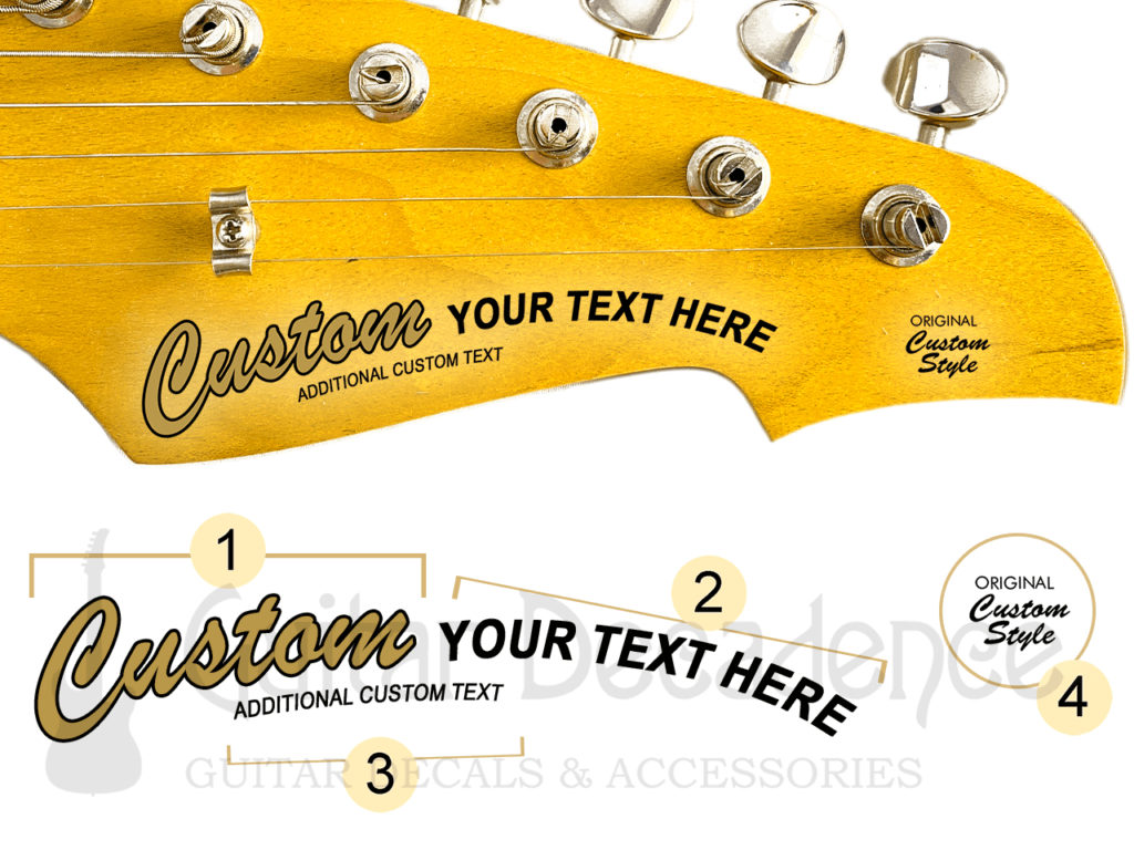 classic curved guitar headstock decal