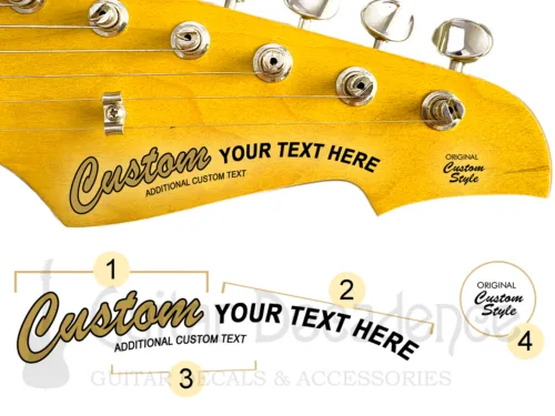 classic curved guitar headstock decal