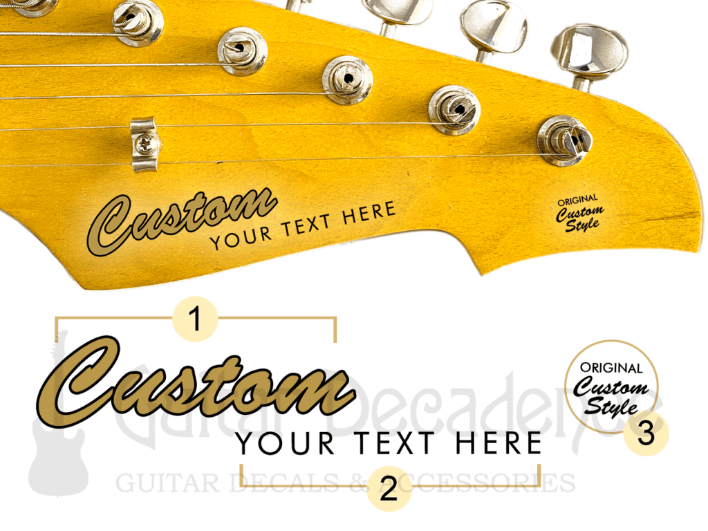 Custom Waterslide Headstock Decals for Telecaster Guitars Classic Two
