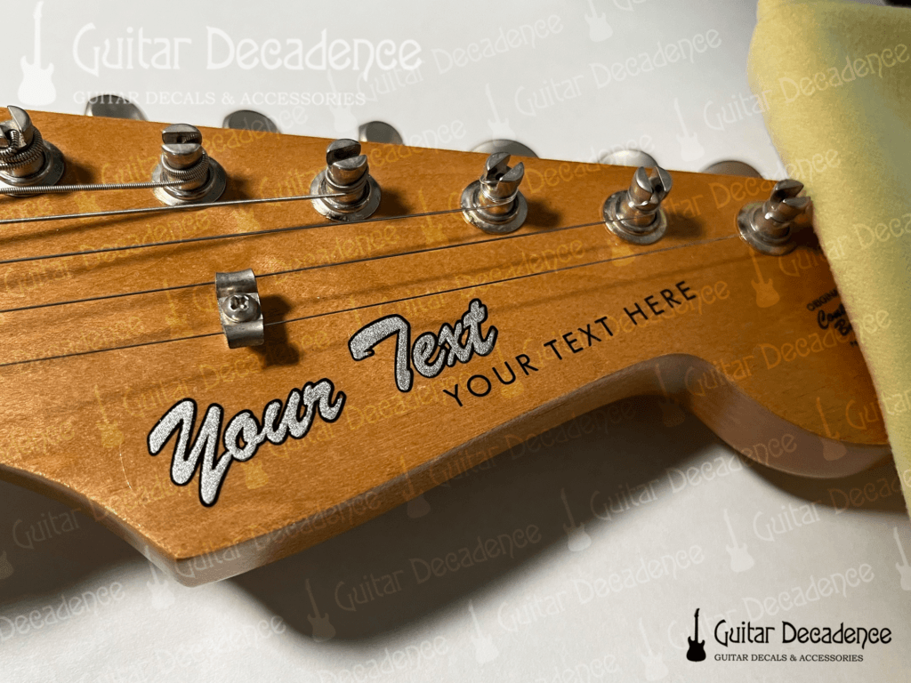 Metallic Silver Silk Screen Printed Guitar Headstock Waterslide Decal