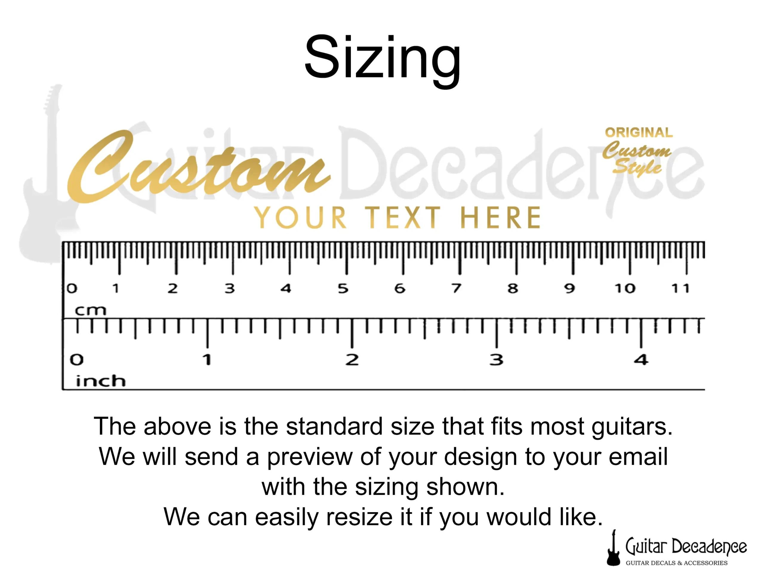 Image showing sizing for the screen printed two line decal.