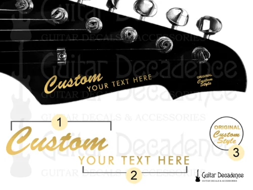 custom screen printed guitar decal for black or dark headstocks