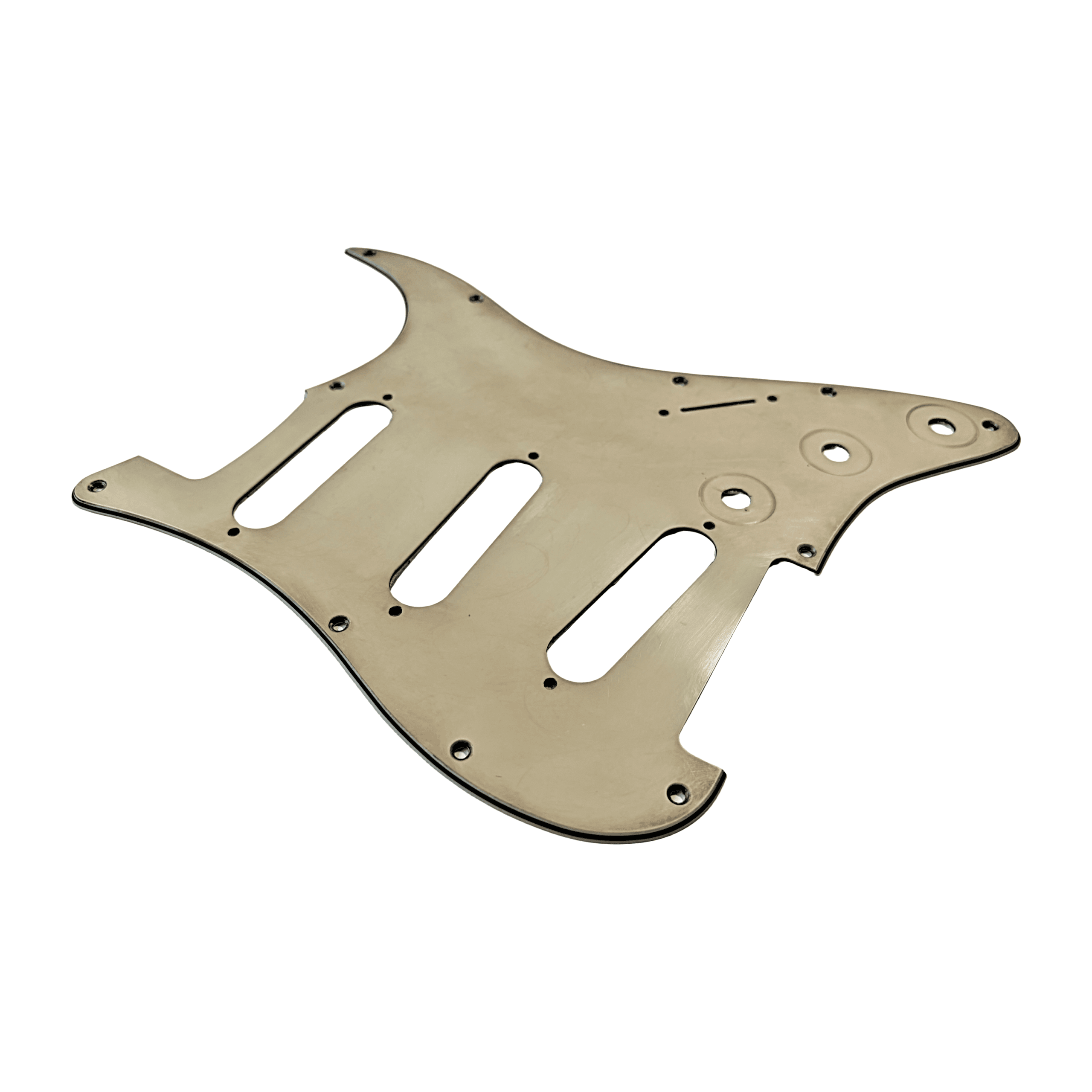 Angle View of an Aged Cream Guitar Pickguard
